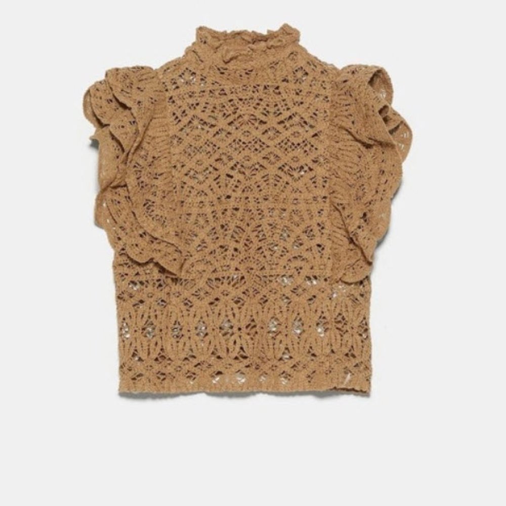 Zara Crocheted Ruffle Top - Picture 4 of 6